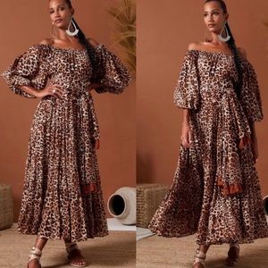 Erika Pena Brielle Leopard Dress with Matching Scarf Belt Size S/M NEW with Tag